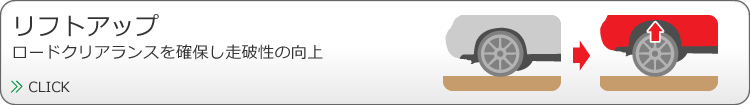 リフトアップ ロードクリアランスを確保し走破性の向上